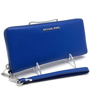 Michael Kors Jet Set Travel Large Leather Continental Wallet Galaxy Blue